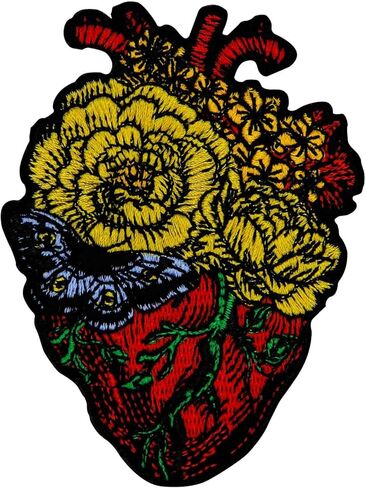 ZEGINs The Flower Heart Patch Embroidered Applique Badge Iron On Sew On Emblem in Saudi Arabia