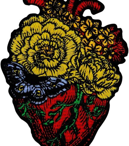 ZEGINs The Flower Heart Patch Embroidered Applique Badge Iron On Sew On Emblem in Saudi Arabia