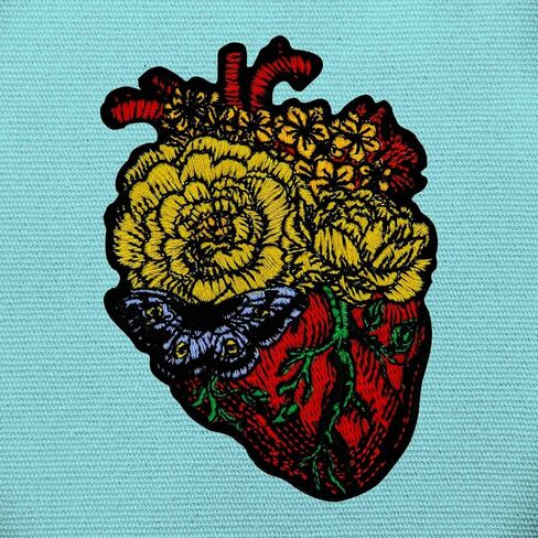 ZEGINs The Flower Heart Patch Embroidered Applique Badge Iron On Sew On Emblem in Saudi Arabia