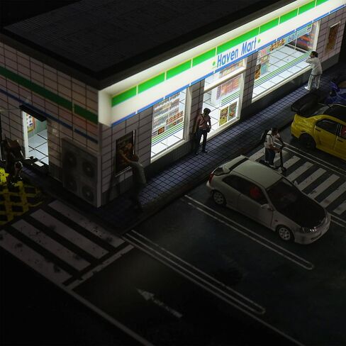 1/64 Scale Parking Garage Diorama with LED Lights, Display Case for Hot Mini Wheels GT Matchbox 1:64 Diecast Model Cars, Collection Storage Box (Haven Mart) in Saudi Arabia