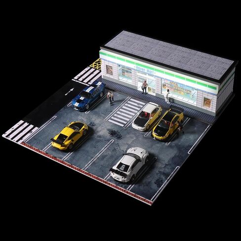 1/64 Scale Parking Garage Diorama with LED Lights, Display Case for Hot Mini Wheels GT Matchbox 1:64 Diecast Model Cars, Collection Storage Box (Haven Mart) in Saudi Arabia