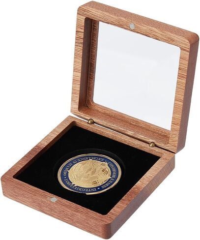 SUPERFINDINGS Single Coin Storage Case Wood Challenge Coin Dispaly Case Coins Presentation Box with Black Velvet 4.5x5cm Slot Coins Holder with Clear Top Window for Collection Storage Display in Saudi Arabia