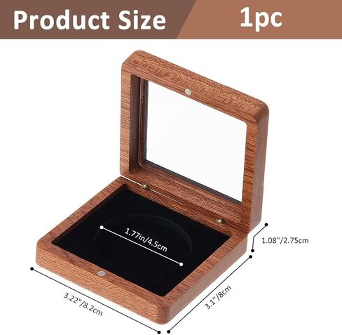 SUPERFINDINGS Single Coin Storage Case Wood Challenge Coin Dispaly Case Coins Presentation Box with Black Velvet 4.5x5cm Slot Coins Holder with Clear Top Window for Collection Storage Display in Saudi Arabia