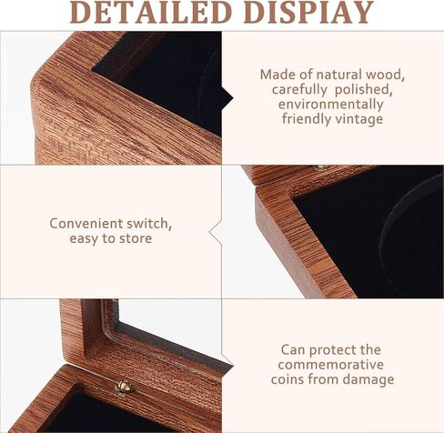 SUPERFINDINGS Single Coin Storage Case Wood Challenge Coin Dispaly Case Coins Presentation Box with Black Velvet 4.5x5cm Slot Coins Holder with Clear Top Window for Collection Storage Display in Saudi Arabia