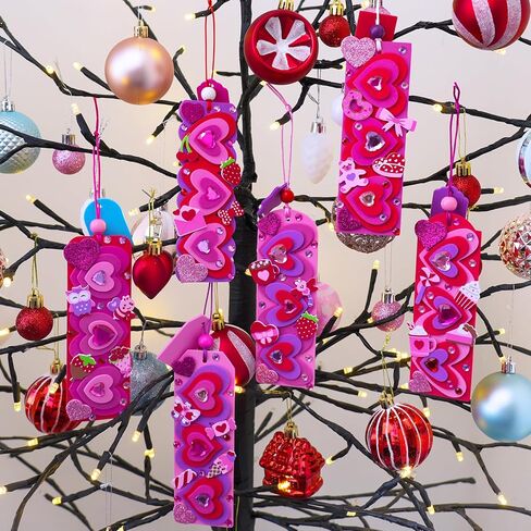 Winlyn 36 Sets Valentine's Day Decorations DIY 3D Heart Bookmarks Valentine Craft Kits Blank Foam Bookmarks with Hearts Foam Stickers for Kids Classroom Activities Reading Party Favors Gift Exchange in Saudi Arabia