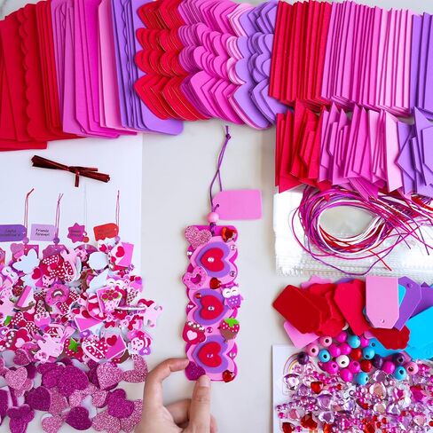 Winlyn 36 Sets Valentine's Day Decorations DIY 3D Heart Bookmarks Valentine Craft Kits Blank Foam Bookmarks with Hearts Foam Stickers for Kids Classroom Activities Reading Party Favors Gift Exchange in Saudi Arabia