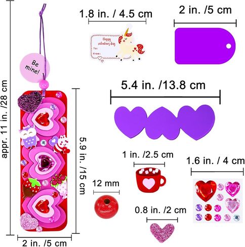 Winlyn 36 Sets Valentine's Day Decorations DIY 3D Heart Bookmarks Valentine Craft Kits Blank Foam Bookmarks with Hearts Foam Stickers for Kids Classroom Activities Reading Party Favors Gift Exchange in Saudi Arabia