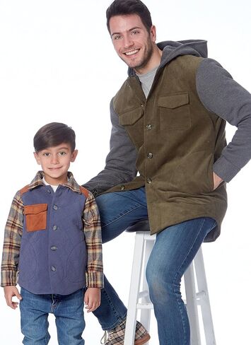 سترات McCall's Patterns للرجال والأولاد مبطنة بأزرار أمامية مع خيارات غطاء محرك السيارة in Kuwait