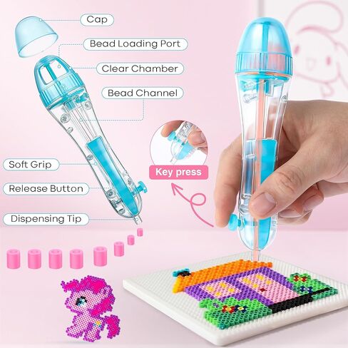 2 Pack Fuse Beads Pen for 2.6mm Beads, Transparent Pen Bead Dispenser for Holiday DIY, Family Fun & Creative Projects Time Saving Precision Placement, No Jams, High Capacity Chamber in Saudi Arabia