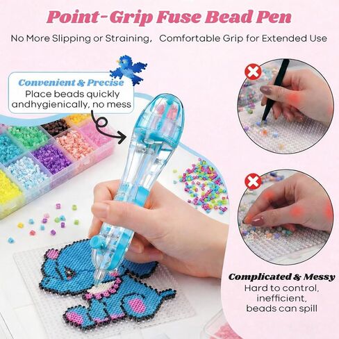 2 Pack Fuse Beads Pen for 2.6mm Beads, Transparent Pen Bead Dispenser for Holiday DIY, Family Fun & Creative Projects Time Saving Precision Placement, No Jams, High Capacity Chamber in Saudi Arabia
