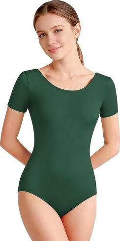 DANSHOW Women Short Sleeve Ballet Leotards for Adult Dance in Kuwait