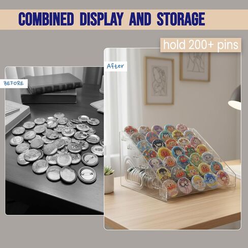7-Tier Acrylic Button Display Stand & Storage Organizer – 2-in-1 Large Capacity Rack for Button Maker Finished Products – Clear Showcase to Store & Display Badges, Cards & Crafts (Fits Multi-Sizes) in Saudi Arabia