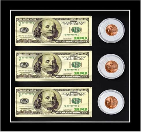 إطار فاتورة الدولار، 10.9 بوصة × 10.9 بوصة، عرض إطار الفاتورة بالدولار، حافظة عرض النقود الزجاجية عالية الدقة من الخشب الصلب، لتجميع الدولار، عملة البيتكوين، عملة التحدي، العملة المعدنية أقل من 40 مم (أسود) ﻿ ﻿ in Kuwait