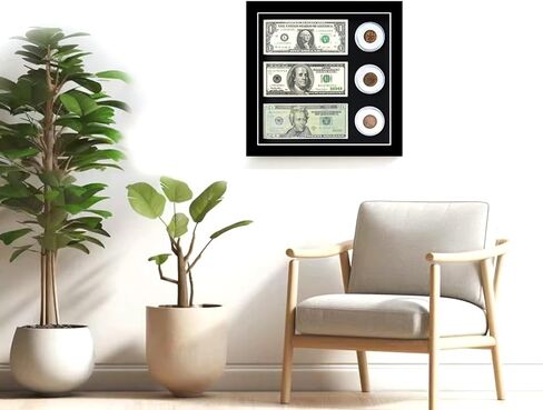 إطار فاتورة الدولار، 10.9 بوصة × 10.9 بوصة، عرض إطار الفاتورة بالدولار، حافظة عرض النقود الزجاجية عالية الدقة من الخشب الصلب، لتجميع الدولار، عملة البيتكوين، عملة التحدي، العملة المعدنية أقل من 40 مم (أسود) ﻿ ﻿ in Kuwait