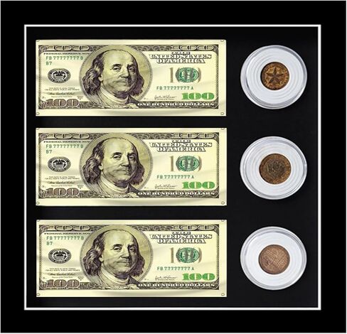 إطار فاتورة الدولار، 10.9 بوصة × 10.9 بوصة، عرض إطار الفاتورة بالدولار، حافظة عرض النقود الزجاجية عالية الدقة من الخشب الصلب، لتجميع الدولار، عملة البيتكوين، عملة التحدي، العملة المعدنية أقل من 40 مم (أسود) ﻿ ﻿ in Kuwait