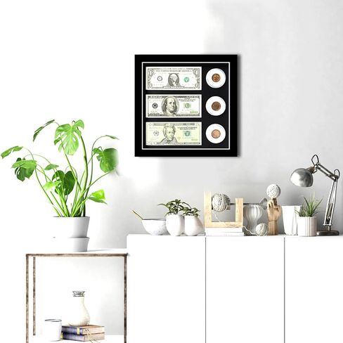 إطار فاتورة الدولار، 10.9 بوصة × 10.9 بوصة، عرض إطار الفاتورة بالدولار، حافظة عرض النقود الزجاجية عالية الدقة من الخشب الصلب، لتجميع الدولار، عملة البيتكوين، عملة التحدي، العملة المعدنية أقل من 40 مم (أسود) ﻿ ﻿ in Kuwait