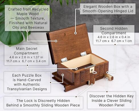 Puzzle Box, Wooden Puzzle Box for Adults with Hidden Compartments for Money Gift, Cash Gift, Secret Lock and Key in Saudi Arabia