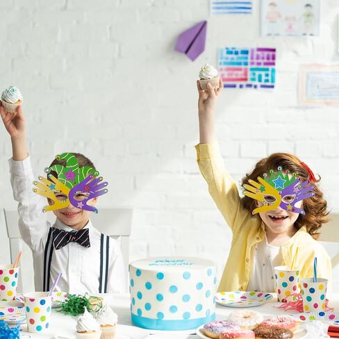 Cinrobiye 30 مجموعة من أقنعة Mardi Gras Craft اصنع مجموعة أقنعة الكرنفال الورقية الخاصة بك، قناع الحفلات التنكرية DIY مع ملصق ماسي Pompom Holiday Party لصالح مشروع فني للأنشطة الصفية العائلية (لطيف) in Saudi Arabia