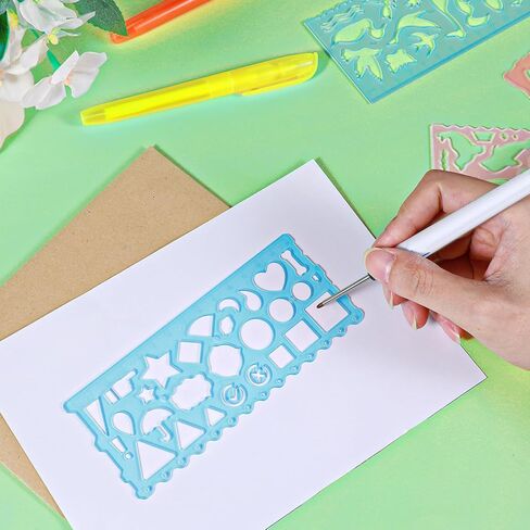 مجموعة استنسل رسم للأطفال، 8 قطع، قالب استنسل على شكل حيوان، قوالب رسم مسطرة بلاستيكية شفافة، أداة صياغة لحرف الأطفال in Kuwait