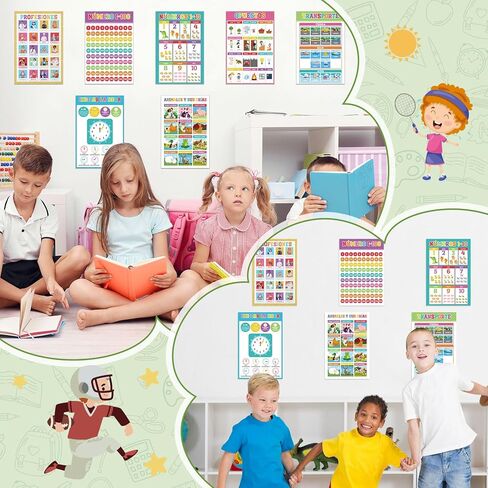 20 Pcs Spanish Colorful Classroom Posters 16.5 x 11'' Learning Spanish Classroom Decorations for Kids Abecedario para Ninos En Espanol Numbers Alphabet Colors Bilingual Educational in Saudi Arabia
