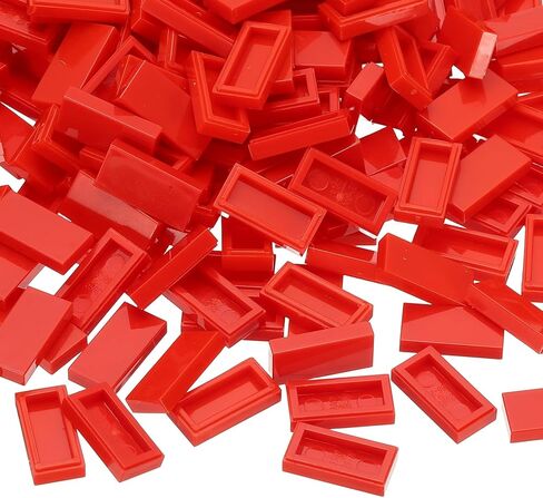 PATIKIL 370 Pcs Flat Blocks Bulk, 1x2 Square Red Classic Tiles Smooth Surface Mini Building Blocks Accessories Compatible Bricks Kits for Building Floor Walls Mosaic Pixel Arts in Saudi Arabia