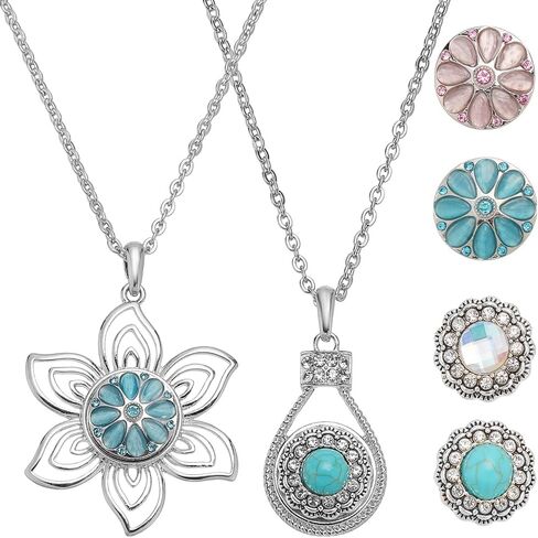 NBEADS Snap Beads Necklace Making Kits, Interchangeable Pendant Necklace Set, Alloy Hang Snap Base Pendants for Necklaces Bracelets DIY Accessories in Saudi Arabia