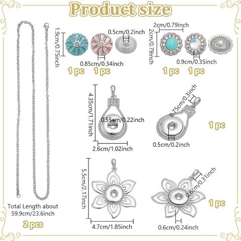 NBEADS Snap Beads Necklace Making Kits, Interchangeable Pendant Necklace Set, Alloy Hang Snap Base Pendants for Necklaces Bracelets DIY Accessories in Saudi Arabia