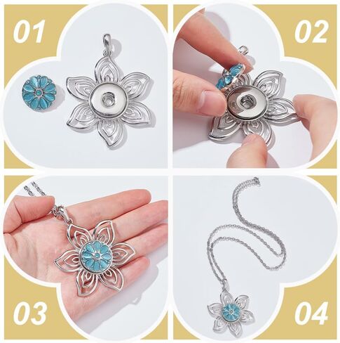 NBEADS Snap Beads Necklace Making Kits, Interchangeable Pendant Necklace Set, Alloy Hang Snap Base Pendants for Necklaces Bracelets DIY Accessories in Saudi Arabia