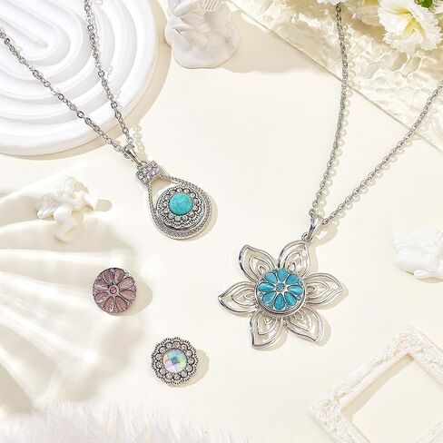 NBEADS Snap Beads Necklace Making Kits, Interchangeable Pendant Necklace Set, Alloy Hang Snap Base Pendants for Necklaces Bracelets DIY Accessories in Saudi Arabia