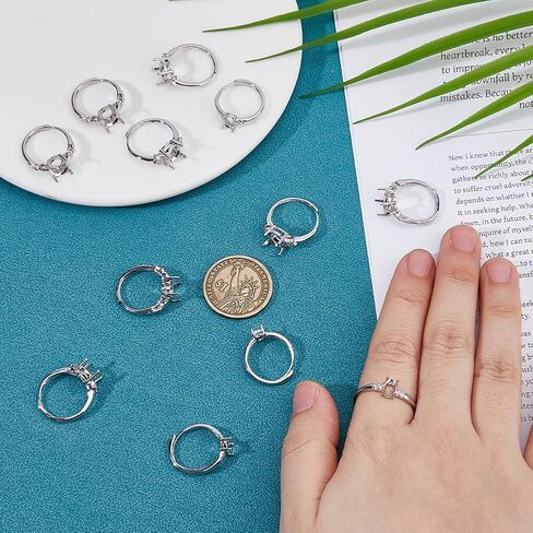 12Pcs 4 Prong Ring Settings 3 Styles Brass Adjustable Rings Settings 4 Claws Blank Rings Base for Gemstones Finger Ring Components for Earrings Jewelry Making DIY Crafts in Saudi Arabia