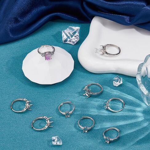 12Pcs 4 Prong Ring Settings 3 Styles Brass Adjustable Rings Settings 4 Claws Blank Rings Base for Gemstones Finger Ring Components for Earrings Jewelry Making DIY Crafts in Saudi Arabia