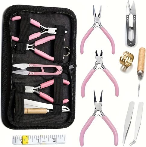 Jewelry Making Tools Kit: 6pc Set, Including Needle Round Nose, Wire Cutters, Crimper & End Nippers for Beading & Craft in Saudi Arabia