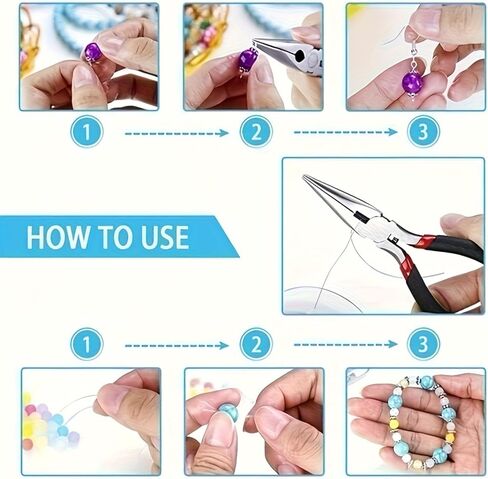 Jewelry Making Tools Kit: 6pc Set, Including Needle Round Nose, Wire Cutters, Crimper & End Nippers for Beading & Craft in Saudi Arabia
