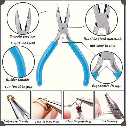 Jewelry Making Tools Kit: 6pc Set, Including Needle Round Nose, Wire Cutters, Crimper & End Nippers for Beading & Craft in Saudi Arabia
