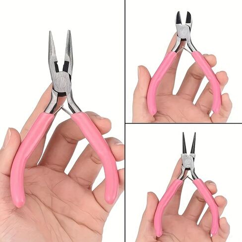 Jewelry Making Tools Kit: 6pc Set, Including Needle Round Nose, Wire Cutters, Crimper & End Nippers for Beading & Craft in Saudi Arabia
