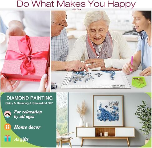DIADAY الطاووس مجموعات الطلاء الماس شكل خاص للبالغين، 5D كريستال حجر الراين شكل خاص الماس الفن مجموعات الطاووس، الحرف اليدوية ديكور المنزل هدية الفن 12 × 12 بوصة in Kuwait
