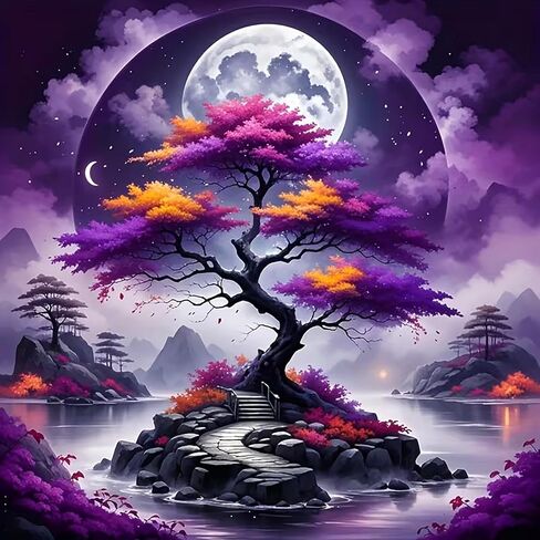 Lophomie Diamond Art Kits for Adults, 5D Purple Tree of Life Diamond Painting Kits for Beginners, DIY Full Round Drill Paint by Diamond Dot Gem Arts Crafts for Home Wall Decor 14x14 Inch in Saudi Arabia