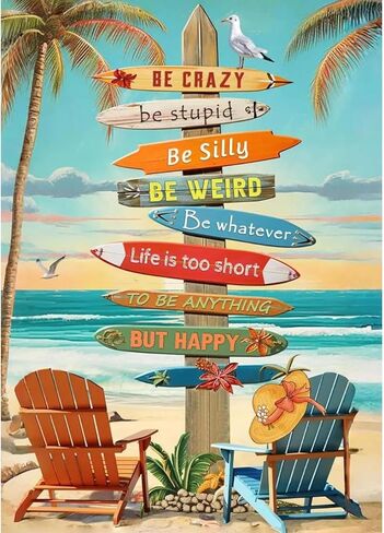 KTHOFCY 5D DIY Diamond Painting Kits for Adults,Tropical Beach Colorful Surfboard Full Drill Embroidery Cross Stitch Crystal Rhinestone Paintings Pictures Arts Wall Decor Painting Dots Kits 12X16 inch in Saudi Arabia