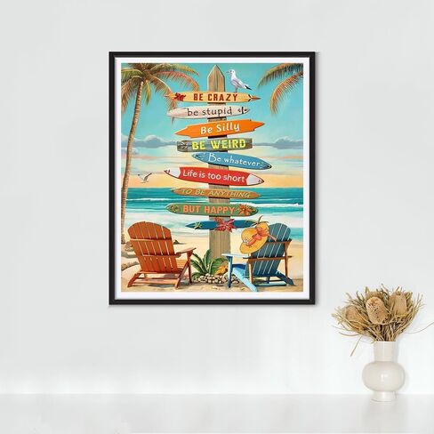 KTHOFCY 5D DIY Diamond Painting Kits for Adults,Tropical Beach Colorful Surfboard Full Drill Embroidery Cross Stitch Crystal Rhinestone Paintings Pictures Arts Wall Decor Painting Dots Kits 12X16 inch in Saudi Arabia