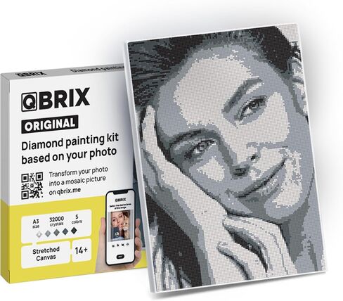 QBRIX Framed Diamond Art from Any Photo - Custom Diamond Painting Kit for Adults - Personalised Gem Art - DIY Craft Kit for Adults - Pop-Art - 8 x 12 inches in Saudi Arabia