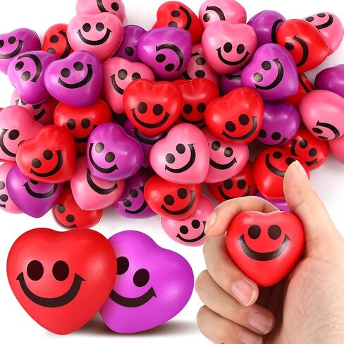 150 Pcs Valentine's Day Heart Stress Balls 1.5 Inch Stress Balls Anxiety Relief Toys Party Favors Adults (Expression) in Saudi Arabia