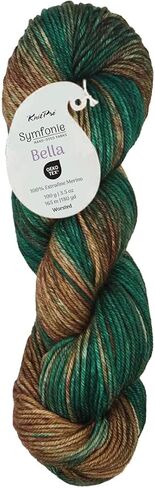 KnitPro Symfonie Hand Dyed Premium Yarn | 100% Extra Fine Merino Wool for Knitting & Crocheting, Worsted Weight, Oeko-TEX Certified, Colorfast Fiber 165m, 100g Skein | Bella Variegated Himalayas in Saudi Arabia