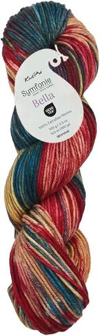 KnitPro Symfonie Hand Dyed Premium Yarn | 100% Extra Fine Merino Wool for Knitting & Crocheting, Worsted Weight, Oeko-TEX Certified, Colorfast Fiber 165m, 100g Skein | Bella Variegated Himalayas in Saudi Arabia