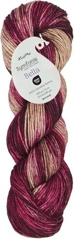 KnitPro Symfonie Hand Dyed Premium Yarn | 100% Extra Fine Merino Wool for Knitting & Crocheting, Worsted Weight, Oeko-TEX Certified, Colorfast Fiber 165m, 100g Skein | Bella Variegated Himalayas in Saudi Arabia