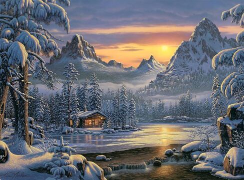 Buffalo Games – Kim Norlien - Evening On Mountain Lake - 1000 Piece Christmas Jigsaw Puzzle - Festive, Holiday Puzzles for Adults – Precision-Cut Pieces, Winter Artwork, Relaxing Fun in Saudi Arabia