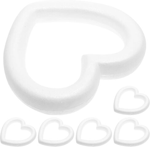 6pcs Heart Shaped Wreath Frame Foam Floral Wreath Foam Foam Wreath Forms Heart Craft Modeling Polystyrene Wreath Ring for Valentines Day Decorations in Saudi Arabia
