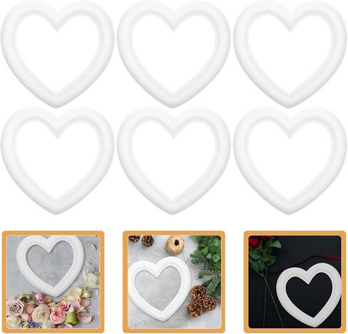 6pcs Heart Shaped Wreath Frame Foam Floral Wreath Foam Foam Wreath Forms Heart Craft Modeling Polystyrene Wreath Ring for Valentines Day Decorations in Saudi Arabia