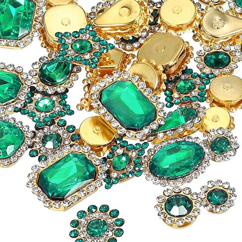 PATIKIL Sew on Rhinestones Crystals,100 Pcs Mixed Shapes Glass Gem Metal Base Flower Claw Rhinestones for Craft Shoes Dress Cloth Belt Sewing Decoration, Multicolor(0.35"-0.75") in Saudi Arabia