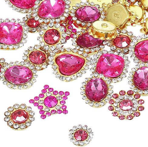 PATIKIL Sew on Rhinestones Crystals,100 Pcs Mixed Shapes Glass Gem Metal Base Flower Claw Rhinestones for Craft Shoes Dress Cloth Belt Sewing Decoration, Multicolor(0.35"-0.75") in Saudi Arabia