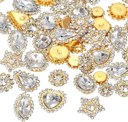 PATIKIL Sew on Rhinestones Crystals,100 Pcs Mixed Shapes Glass Gem Metal Base Flower Claw Rhinestones for Craft Shoes Dress Cloth Belt Sewing Decoration, Multicolor(0.35"-0.75") in Saudi Arabia